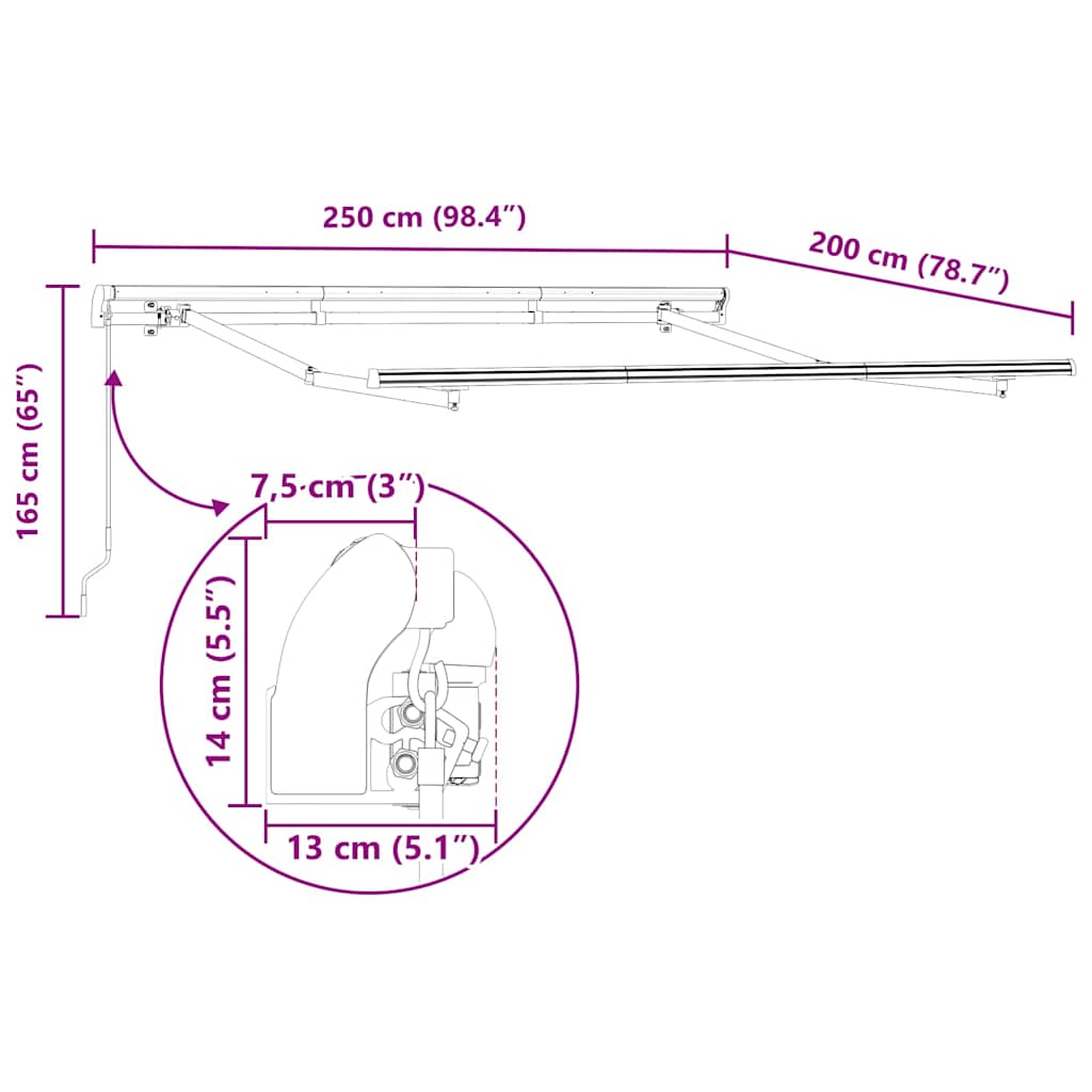 Markisenrahmen Anthrazit 2,5 x 2 m Metall