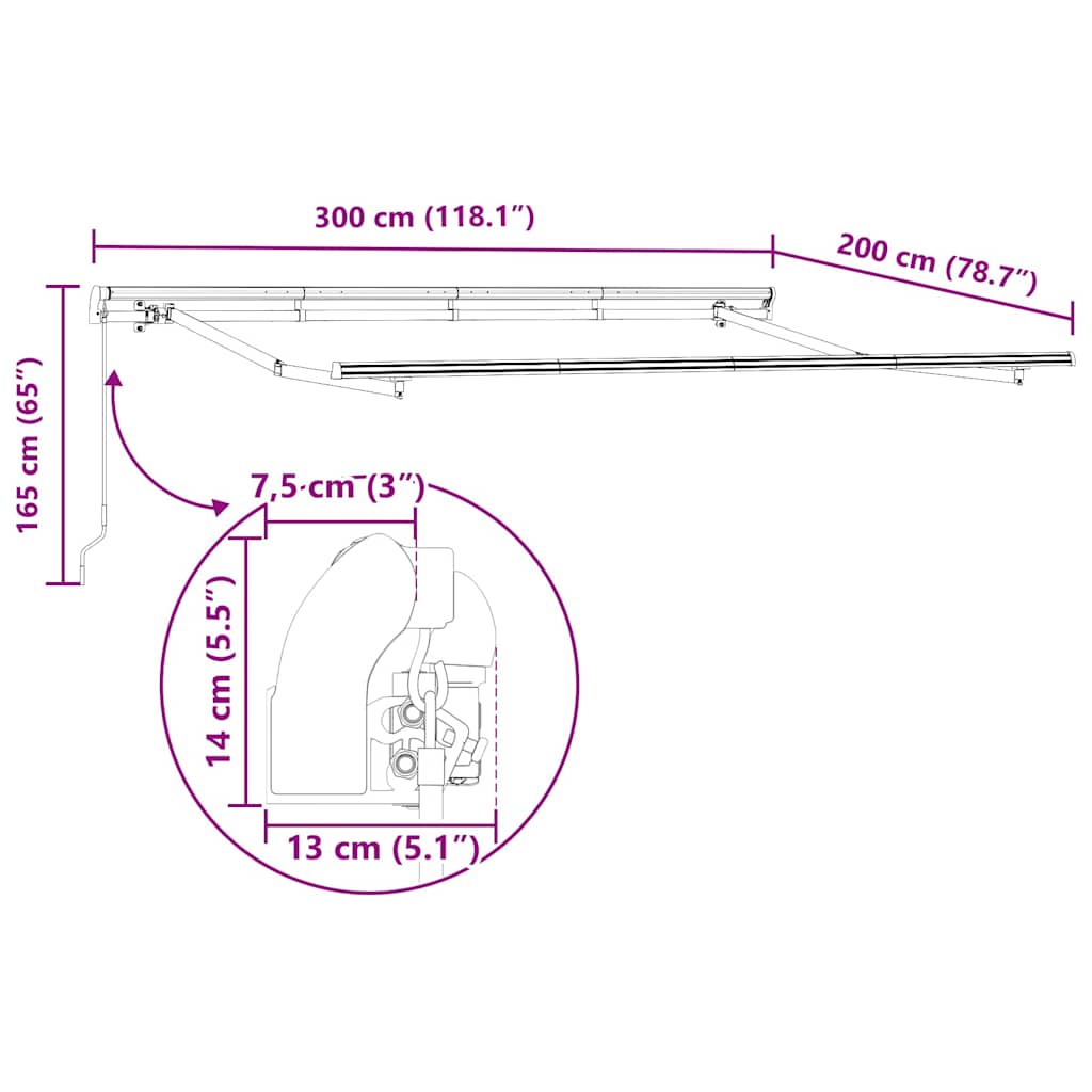 Markisenrahmen Anthrazit 3 x 2 m Metall