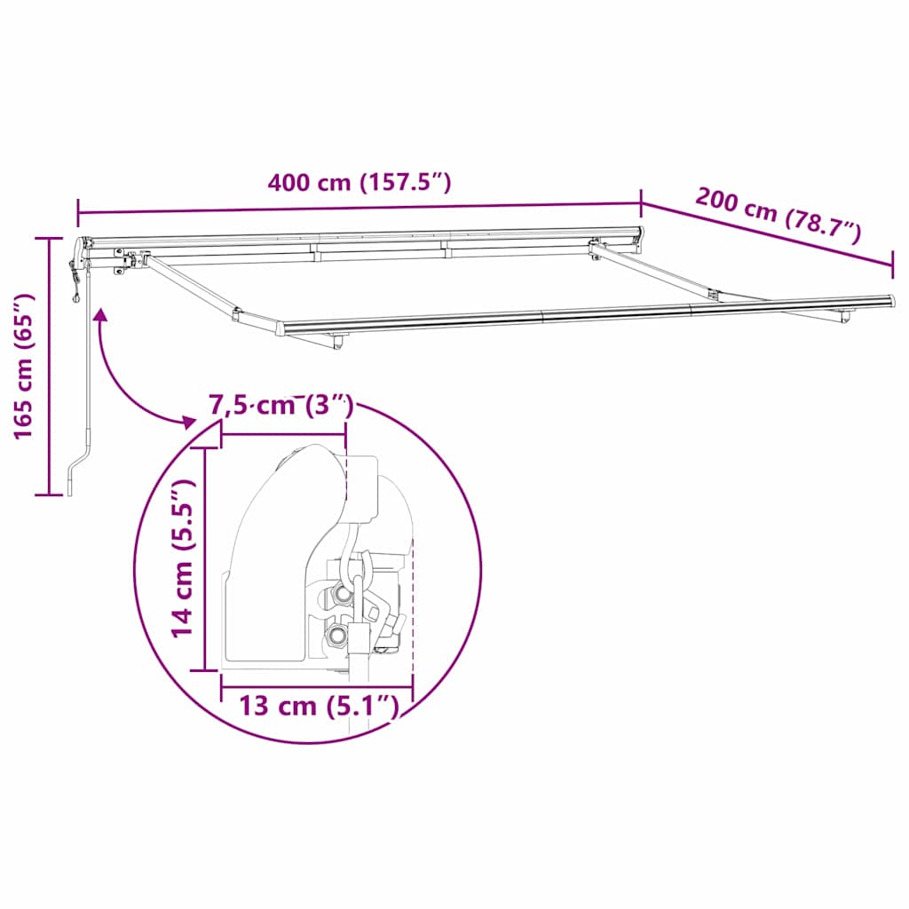 Markisenrahmen Anthrazit 4 x 2 m Metall