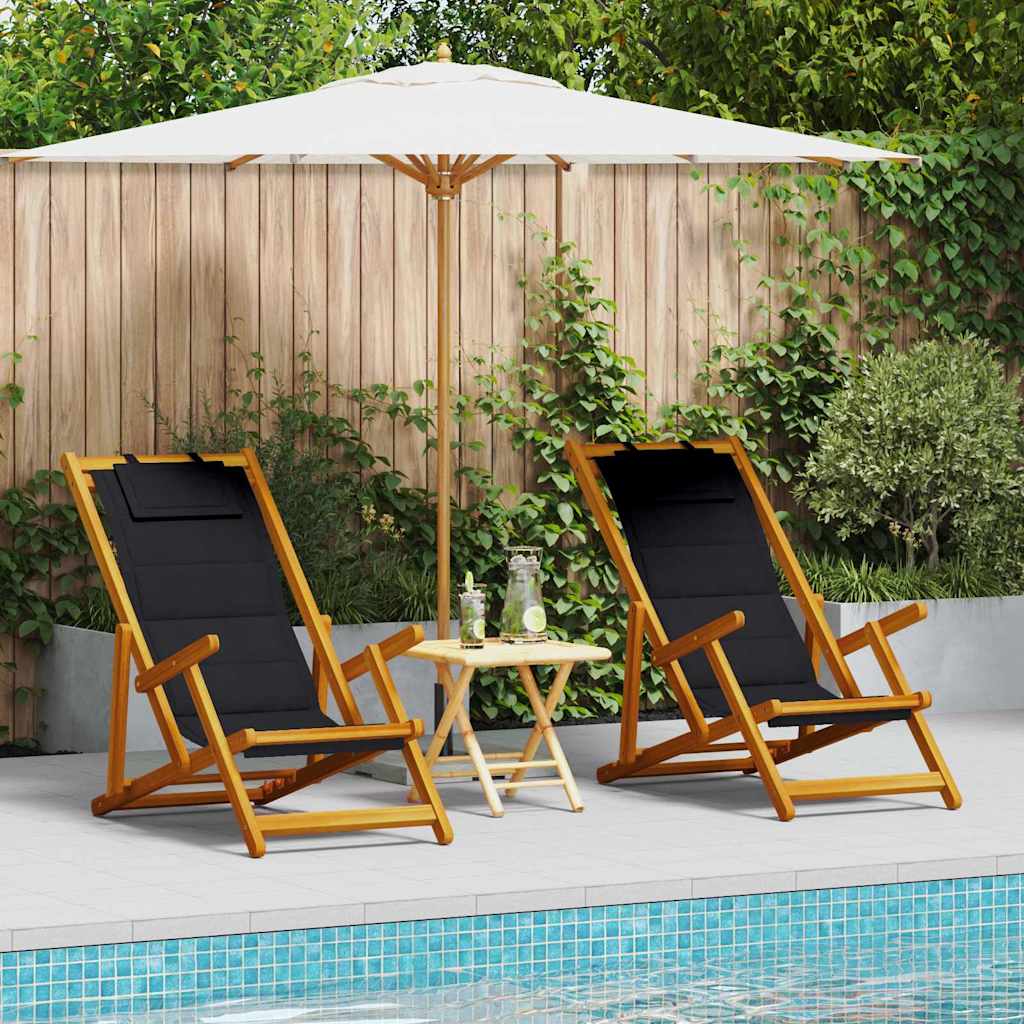 Liegestuhl mit Kissen 2 pcs Braun Massivholz Akazie