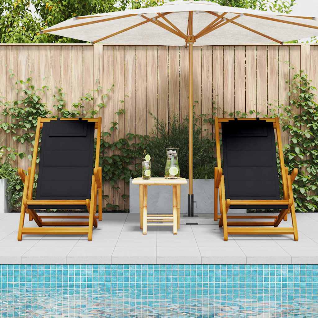 Liegestuhl mit Kissen 2 pcs Braun Massivholz Akazie