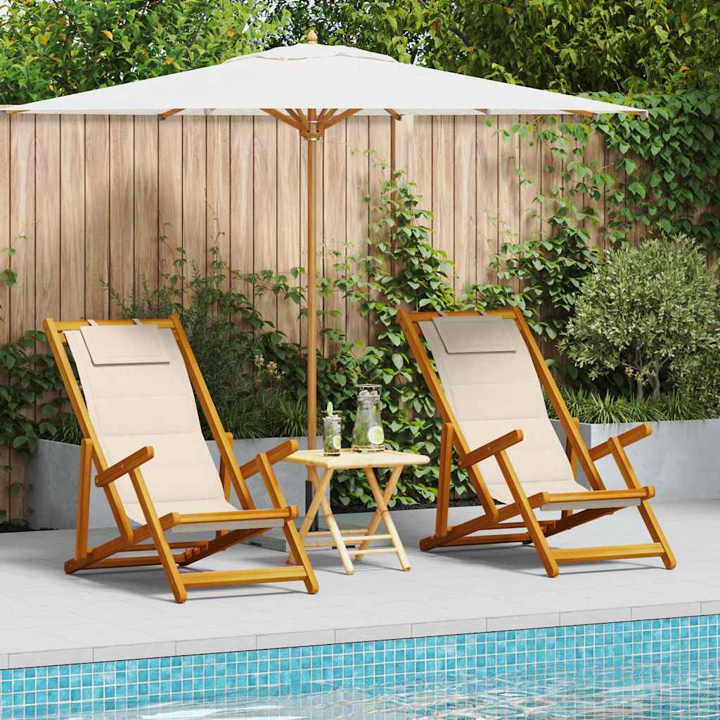 Liegestuhl mit Kissen 2 pcs Braun Massivholz Akazie