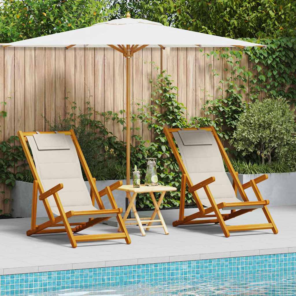 Liegestuhl mit Kissen 2 pcs Braun Massivholz Akazie