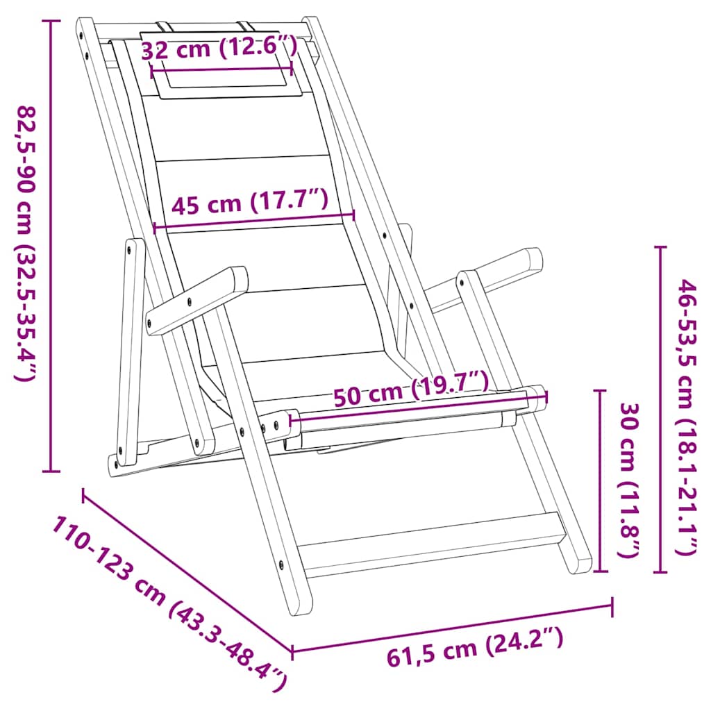 Liegestuhl mit Kissen 2 pcs Braun Massivholz Akazie