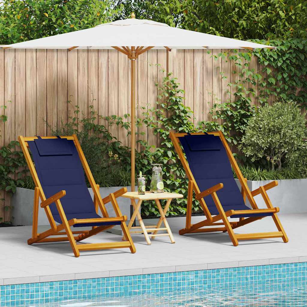 Liegestuhl mit Kissen 2 pcs Braun Massivholz Akazie