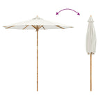 Garten-Sonnenschirm Cremeweiß Ø 240 x 260 cm Bambus