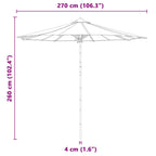 Garten-Sonnenschirm Dunkelgrau Ø 270 x 260 cm Bambus