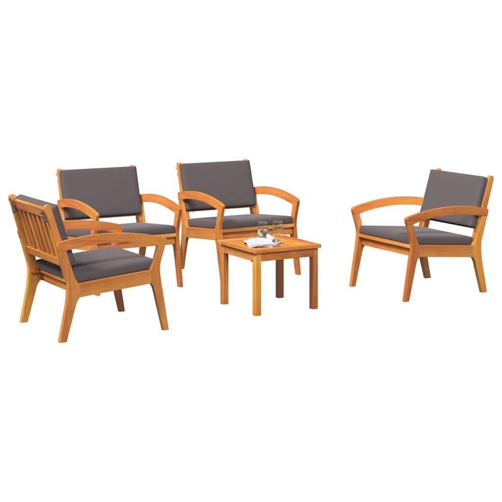 Bistrogarnitur mit Kissen 5 pcs Braun Polyester