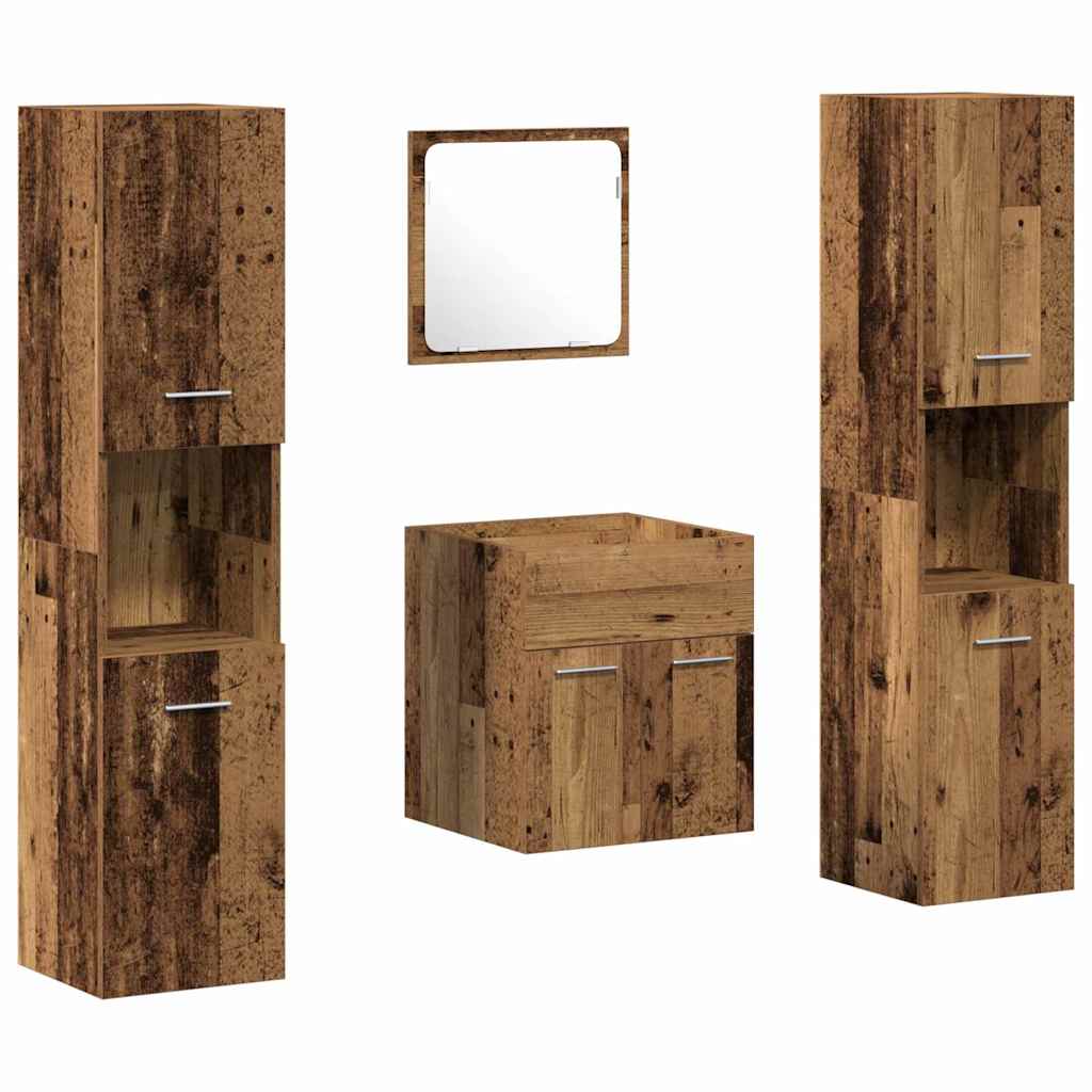 Badezimmermöbel-Set Wandmontiert 4 pcs Altholz Holzwerkstoff