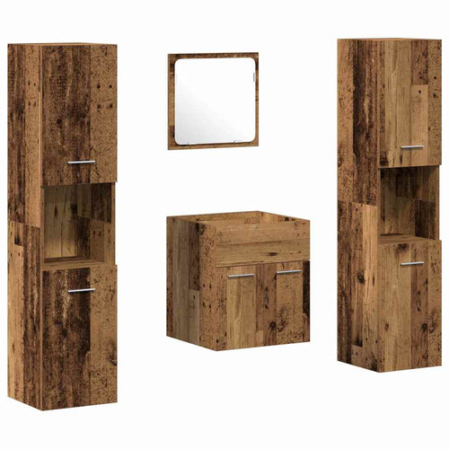 Badezimmermöbel-Set Wandmontiert 4 pcs Altholz Holzwerkstoff
