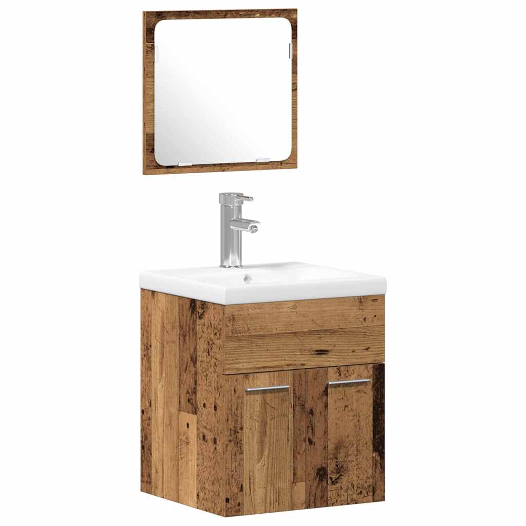 Badezimmermöbel-Set Wandmontiert 3 pcs Altholz Holzwerkstoff