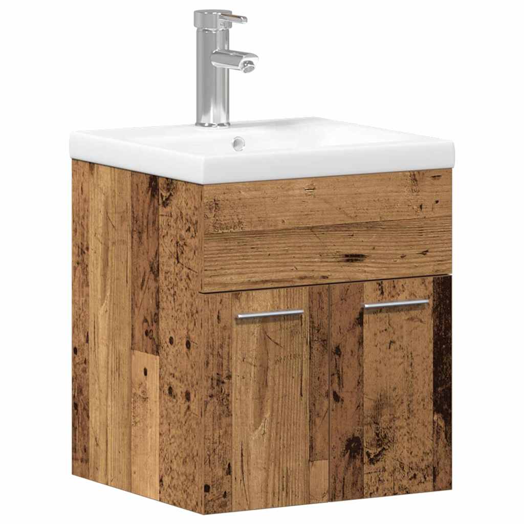 Badezimmermöbel-Set Wandmontiert 3 pcs Altholz Holzwerkstoff