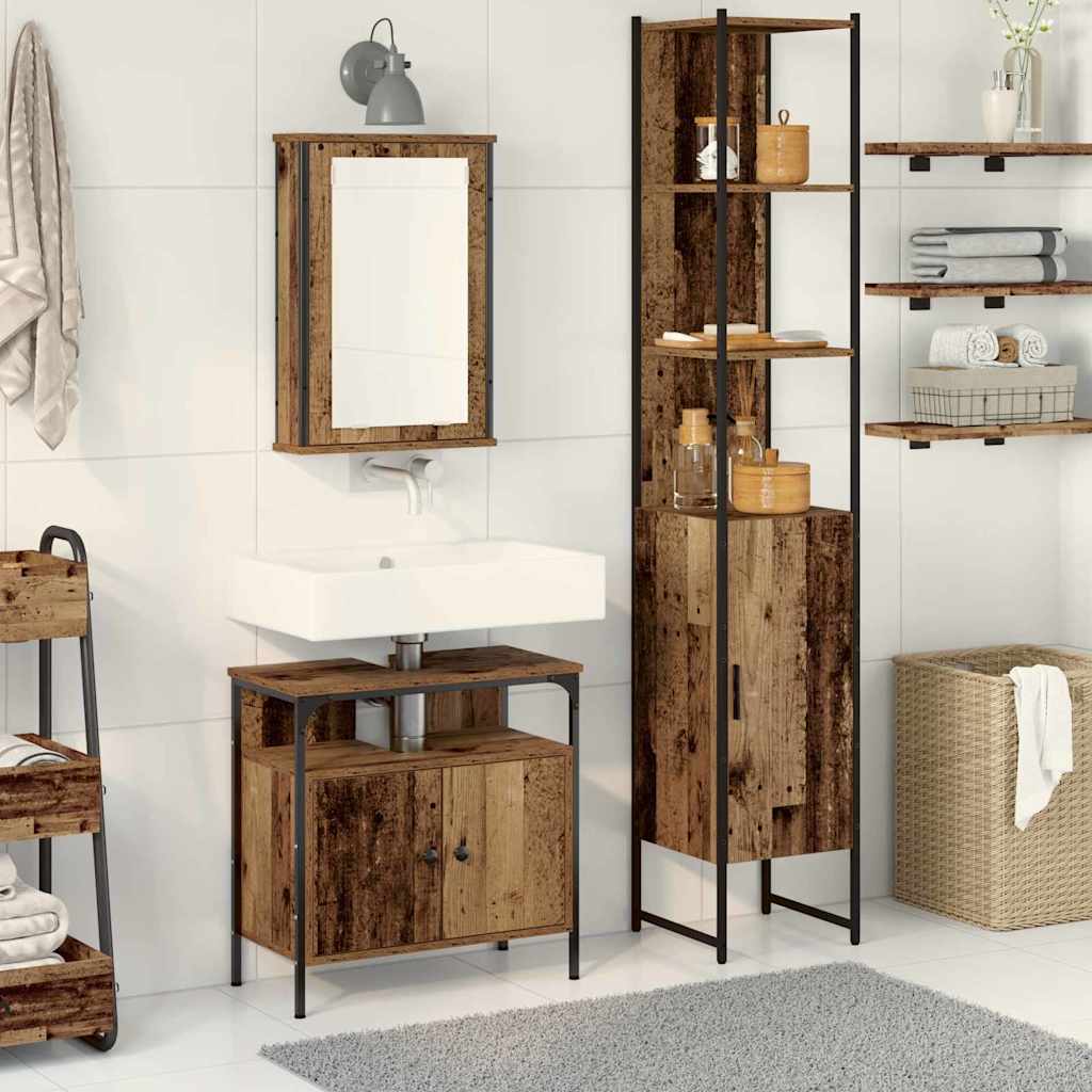 Badezimmermöbel Set mit Regal 3 pcs Altholz Holzwerkstoff