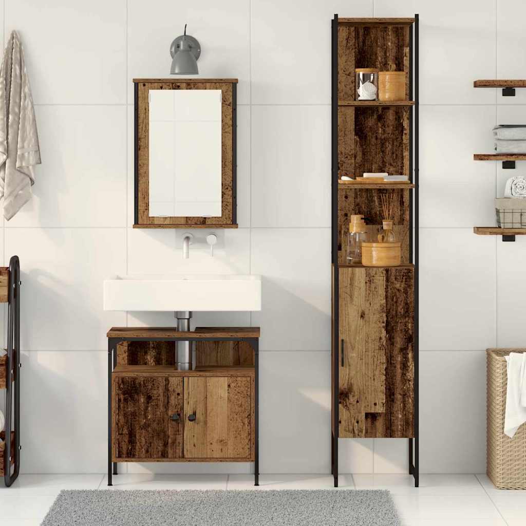 Badezimmermöbel Set mit Regal 3 pcs Altholz Holzwerkstoff
