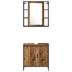 Badezimmermöbel-Set mit Regal mit Tür 3 pcs Braun Holzwerkstoff