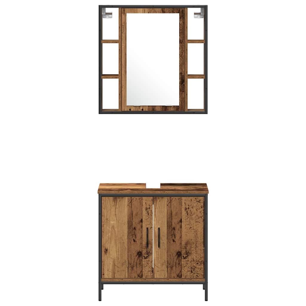 Badezimmermöbel-Set mit Regal mit Tür 3 pcs Braun Holzwerkstoff