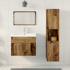 Badezimmermöbel-Set mit Regal mit Tür 4 pcs Braun Holzwerkstoff