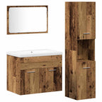 Badezimmermöbel-Set mit Regal mit Tür 4 pcs Braun Holzwerkstoff
