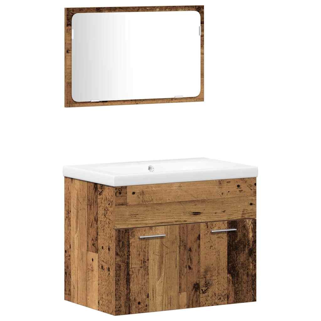 Badezimmermöbel-Set mit Regal mit Tür 4 pcs Braun Holzwerkstoff