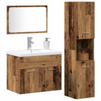 Badezimmermöbel-Set mit Regal mit Tür 4 pcs Braun Holzwerkstoff