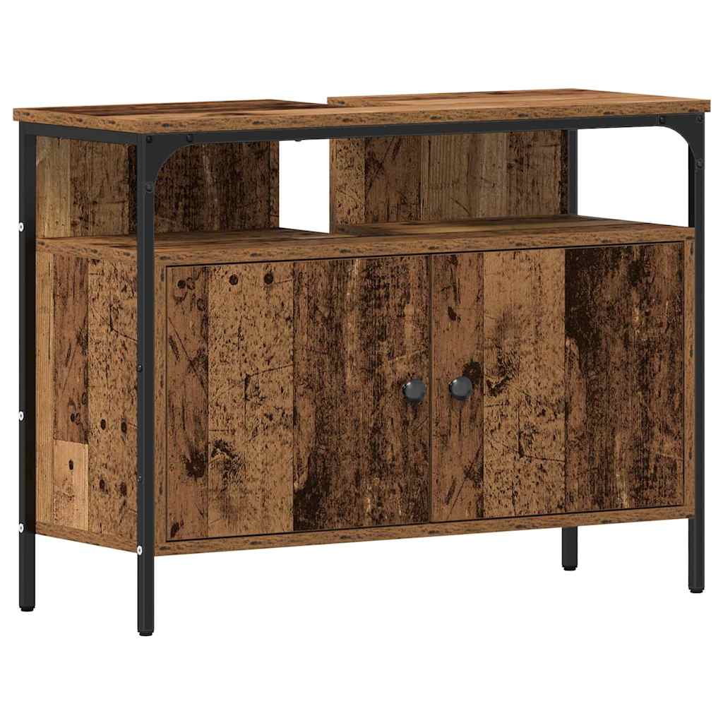 Badezimmermöbel-Set mit Regal mit Tür 3 pcs Braun Holzwerkstoff