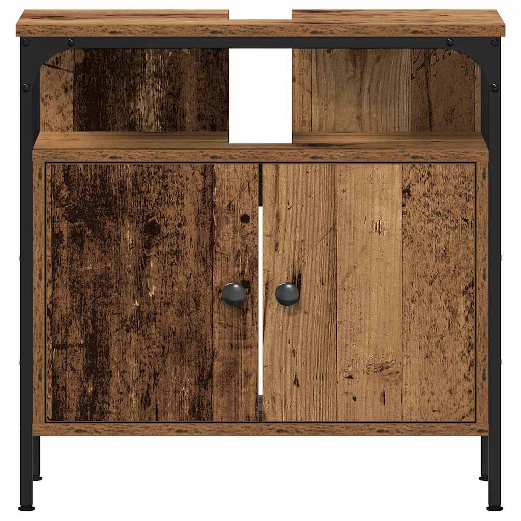 Badezimmermöbel-Set mit Regal 3 pcs Altholz Holzwerkstoff