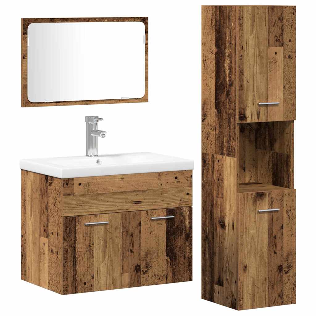 Badezimmermöbel-Set mit Regal mit Tür 4 pcs Braun Holzwerkstoff