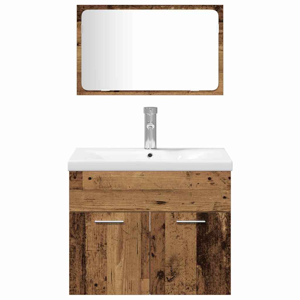 Badezimmermöbel-Set mit Regal mit Tür 4 pcs Braun Holzwerkstoff