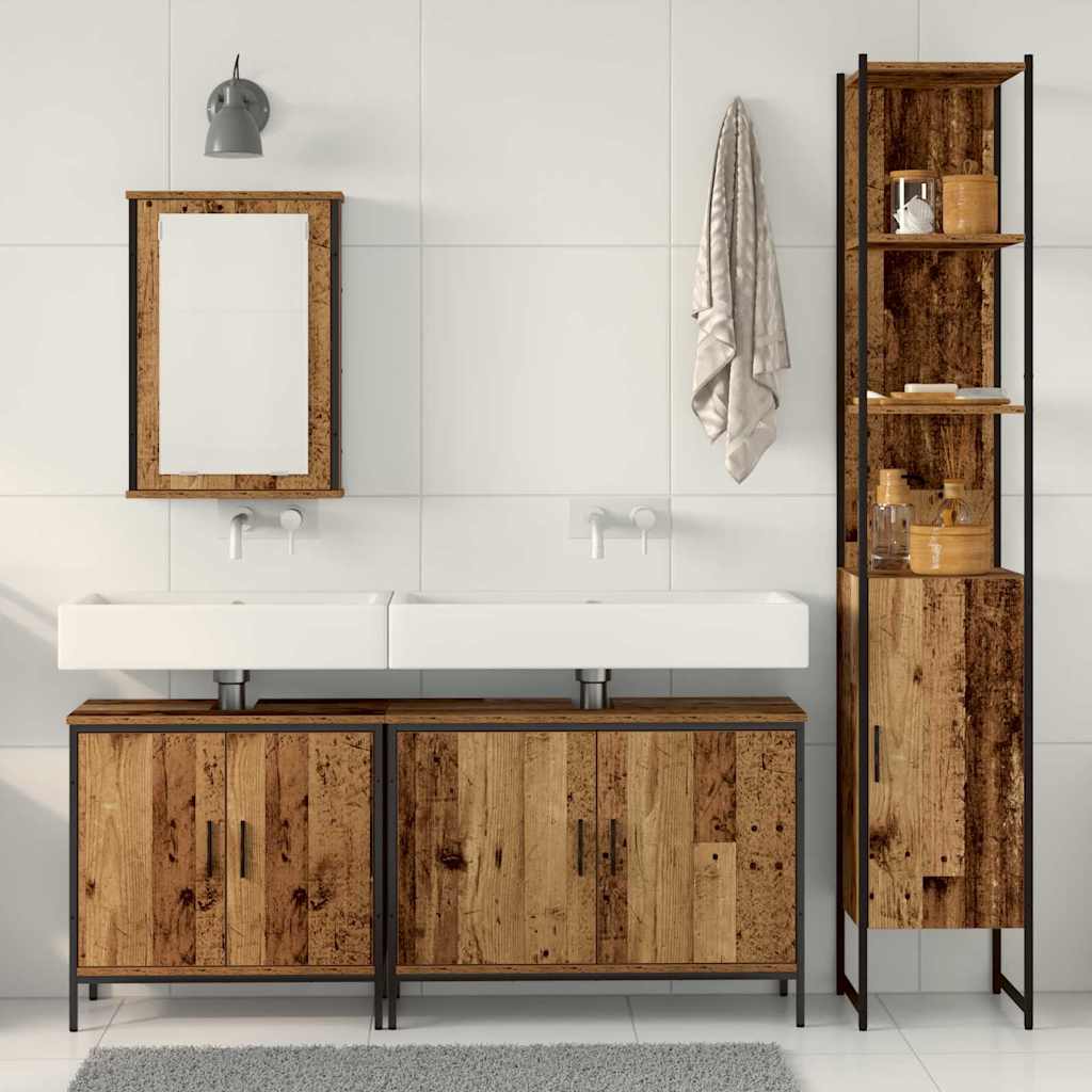 Badezimmermöbel-Set mit Regal mit Tür 4 pcs Braun Holzwerkstoff