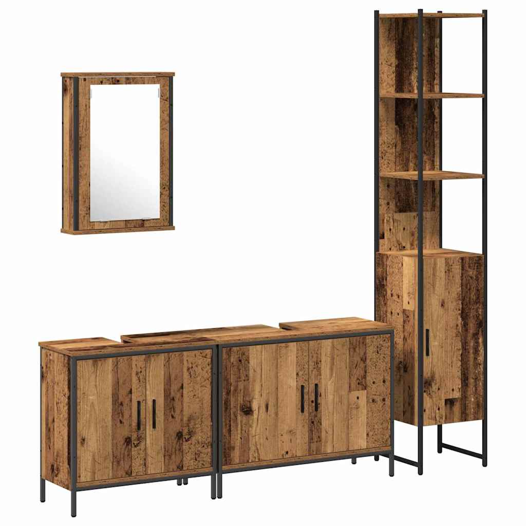Badezimmermöbel-Set mit Regal mit Tür 4 pcs Braun Holzwerkstoff