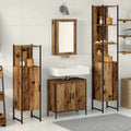 Badezimmermöbel-Set mit Regal mit Tür 4 pcs Braun Holzwerkstoff
