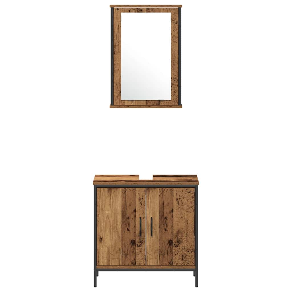 Badezimmermöbel-Set mit Regal mit Tür 4 pcs Braun Holzwerkstoff