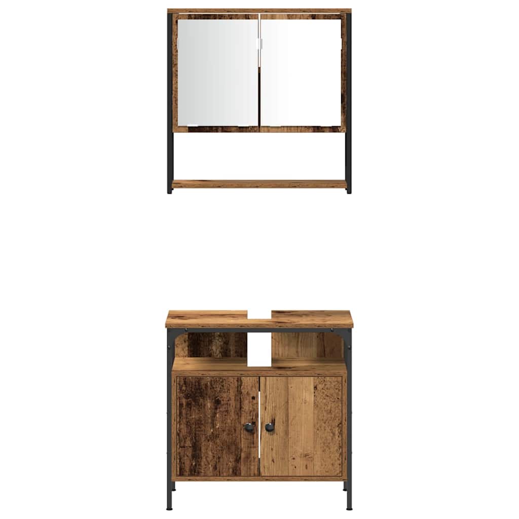 Badezimmermöbel Set mit Regal 4 pcs Altholz Holzwerkstoff