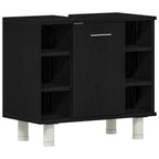 Badezimmermöbel-Set mit Regal 4 pcs Schwarz 30 x 30 x 179,5 cm