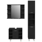 Badezimmermöbel-Set mit Regal 3 pcs Schwarz 30 x 30 x 179,5 cm