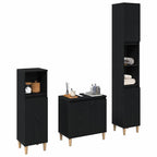 Badezimmermöbel-Set Wandmontiert 3 pcs Schwarz Eichen-Optik