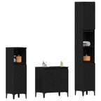 Badezimmermöbel-Set Wandmontiert 3 pcs Schwarz Eichen-Optik