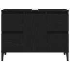 Badezimmermöbel-Set Wandmontiert 3 pcs Schwarz Eichen-Optik