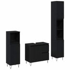 Badezimmermöbel-Set 3 pcs Schwarz Eichen-Optik 30 x 30 x 190 cm