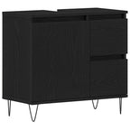 Badezimmermöbel-Set 3 pcs Schwarz Eichen-Optik 30 x 30 x 190 cm