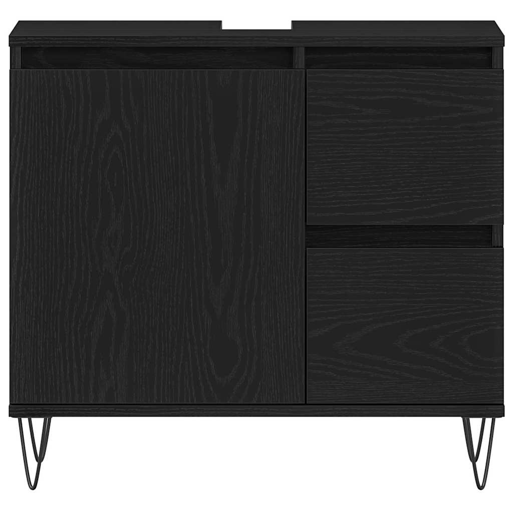 Badezimmermöbel-Set 3 pcs Schwarz Eichen-Optik 30 x 30 x 190 cm