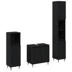 Badezimmermöbel-Set 3 pcs Schwarz Eichen-Optik 30 x 30 x 190 cm