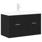 Badezimmerschrank Schwarz Eichen-Optik 90 x 38,5 x 46 cm