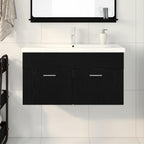 Badezimmerschrank Schwarz Eichen-Optik 90 x 38,5 x 46 cm