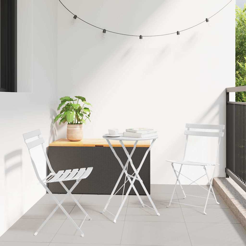Klapp Bistro Set 3 pcs Weiß Stahl