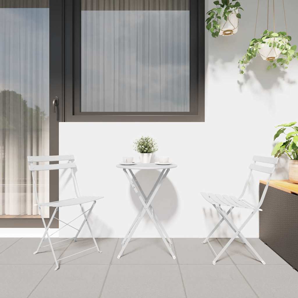 Klapp Bistro Set 3 pcs Weiß Stahl