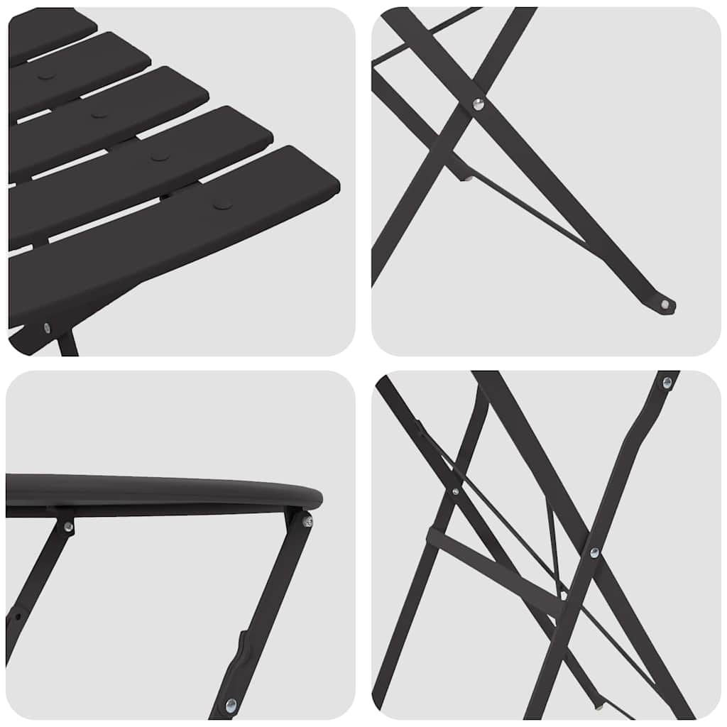Klapp Bistro Set 3 pcs Anthrazit Stahl