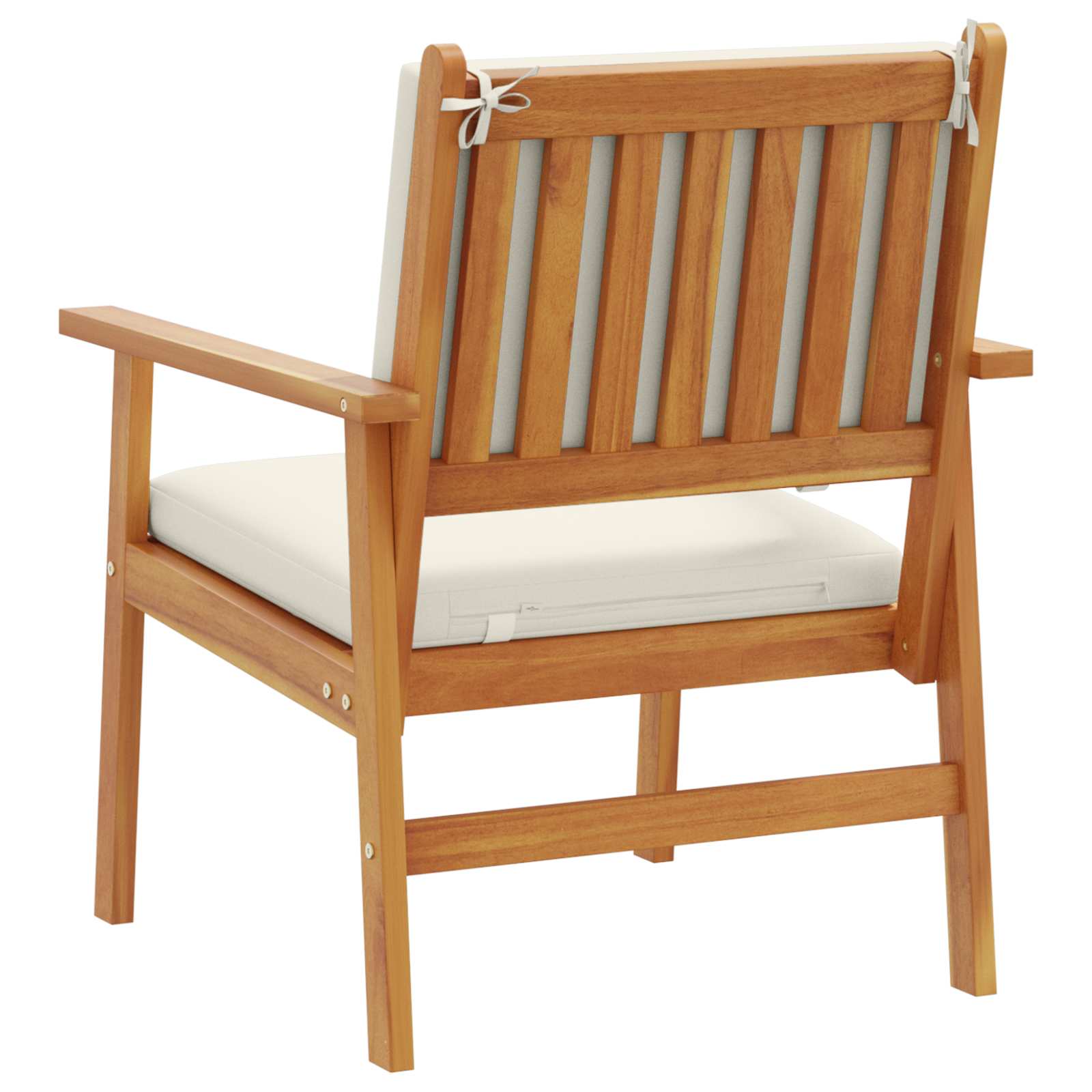 Gartenstuhl mit Kissen 2 pcs Cremeweiß Massivholz Akazie