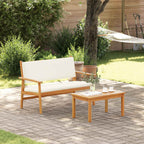 Gartensofa-set mit Kissen 2 pcs Cremeweiß Massivholz Akazie