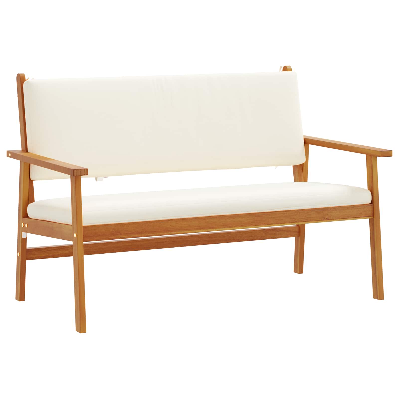 Gartensofa-set mit Kissen 2 pcs Cremeweiß Massivholz Akazie